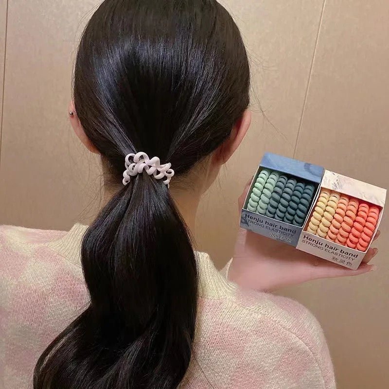 Spiral Hair Rubber Band ( Set of 6 ) - UBK1673 - Unboxkar.in