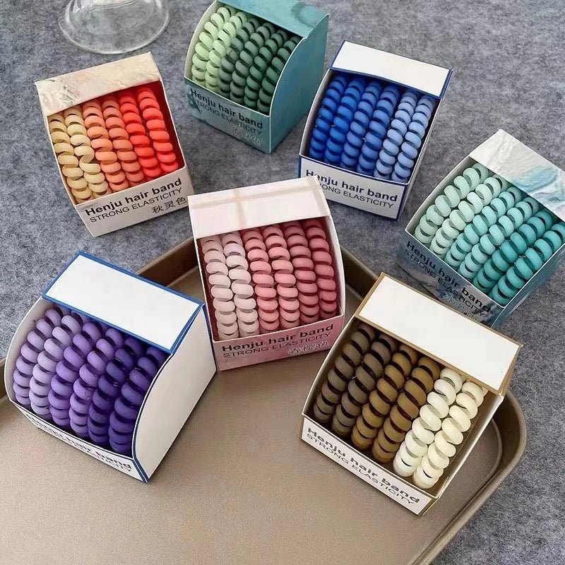 Spiral Hair Rubber Band ( Set of 6 ) - UBK1673 - Unboxkar.in