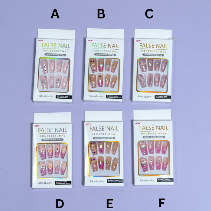 Trendy stick on nails (Pack of 12) - UBK2376 - Unboxkar.in