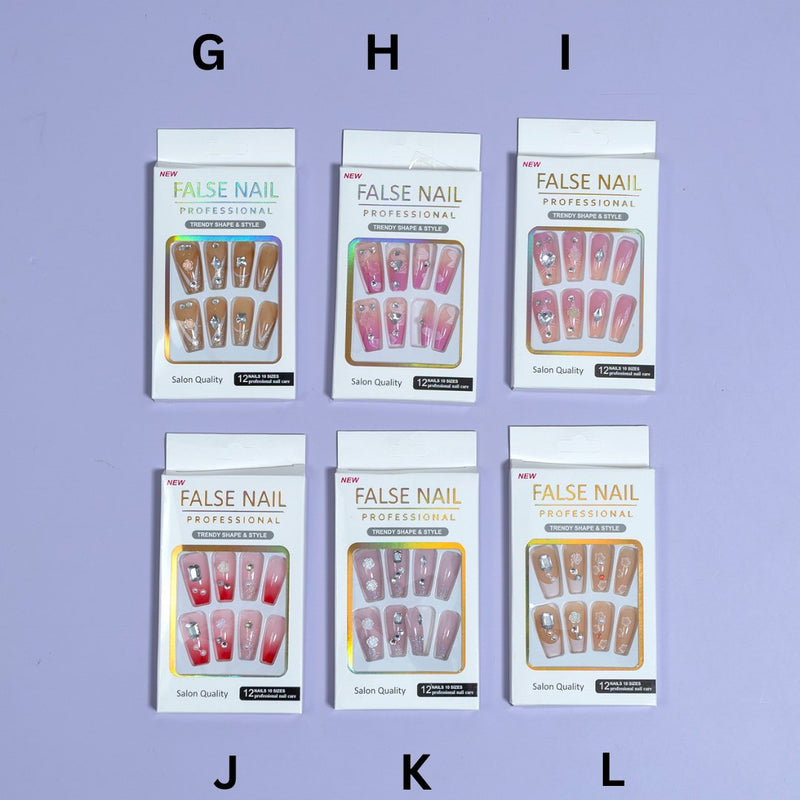 Trendy stick on nails (Pack of 12) - UBK2376 - Unboxkar.in