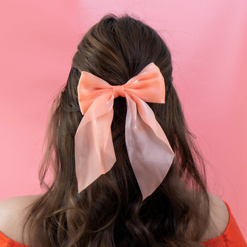 XL Satin hair bow - UBK2161 - Unboxkar.in