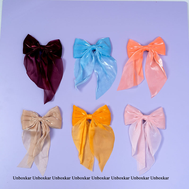 XL Satin hair bow - UBK2161 - Unboxkar.in